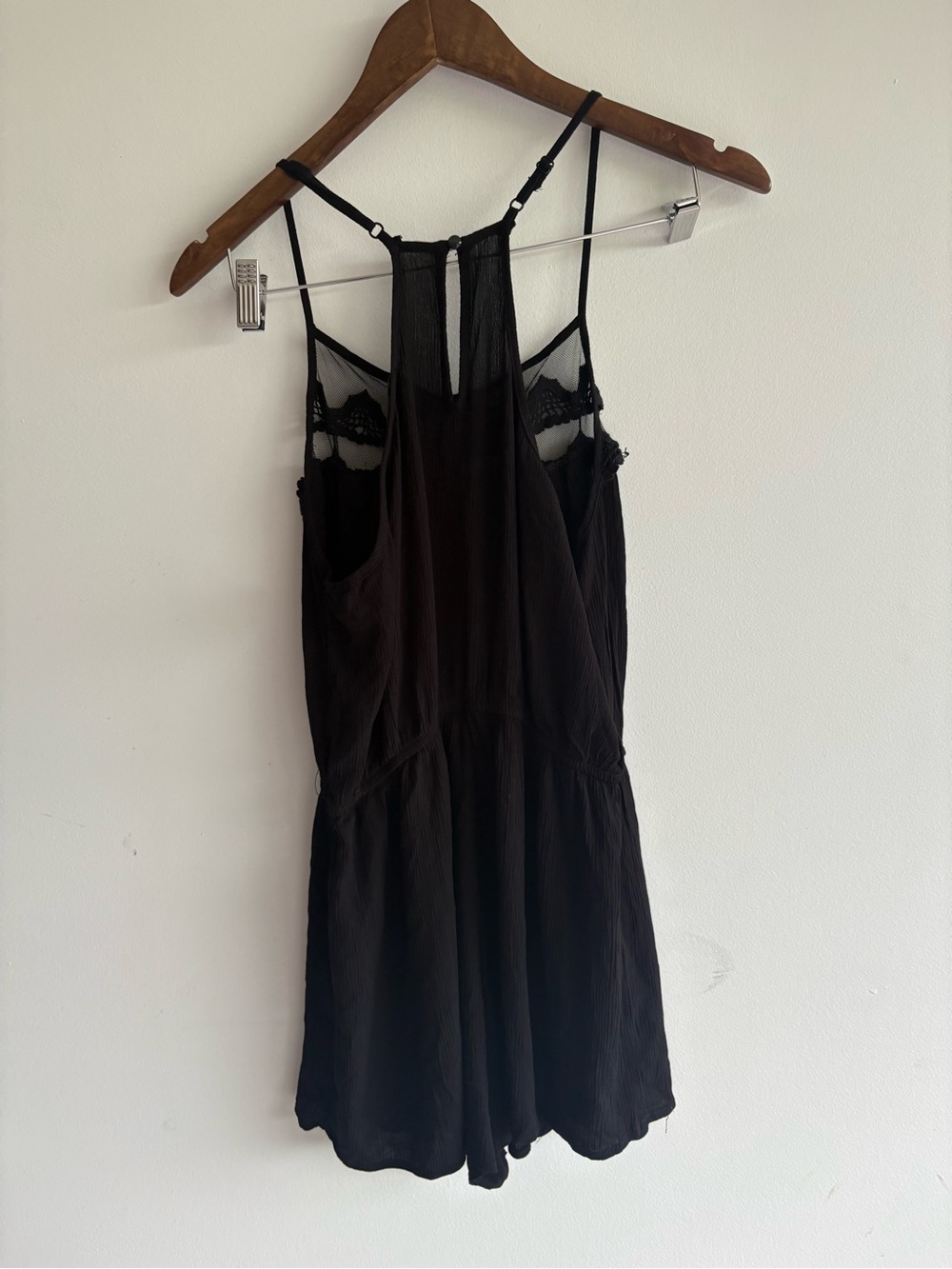U2B Black Lace Mesh Racerback Romper Women’s Large Boho Festival Sleeveless - Picture 5 of 9